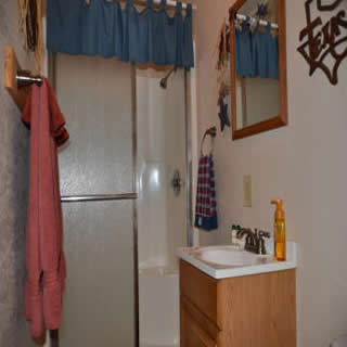 Private shower in bathroom of Americana room at Three Falls Cove
