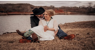 Bride and Groom by the pond