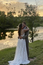 Couple on their wedding day at Three Falls Cove